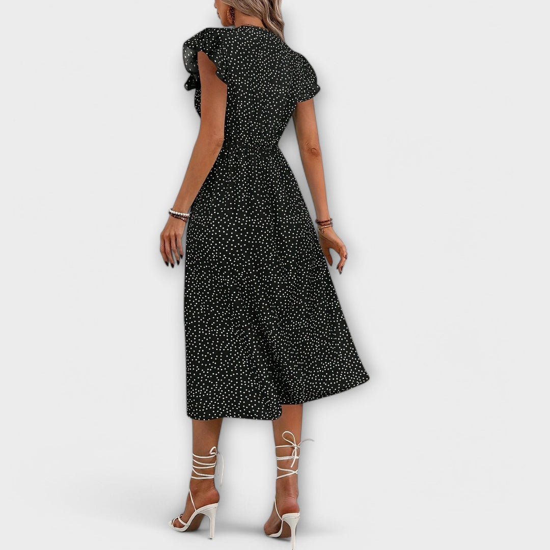 Tyylikäs polka tetri midi mekko