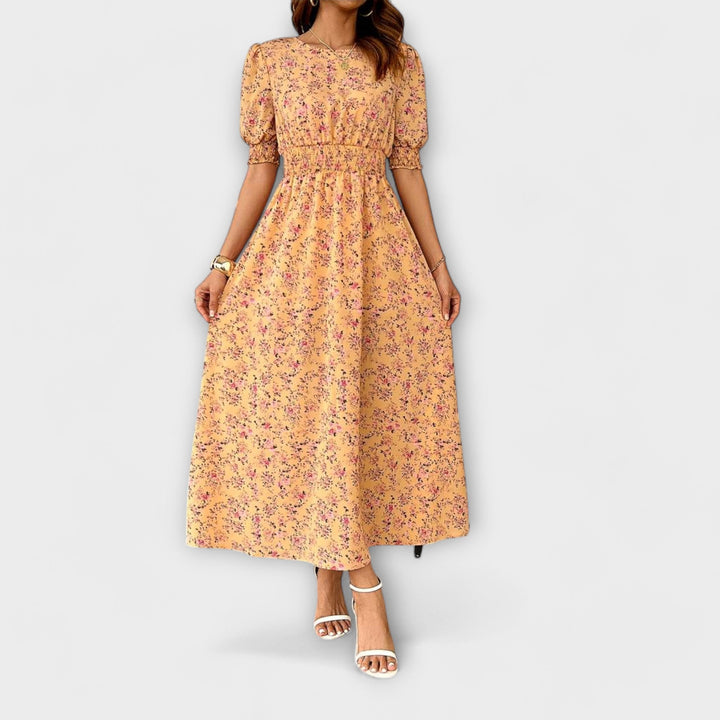 Amelia - Kukkaiskuvioinen mekko pyöreällä kauluksella