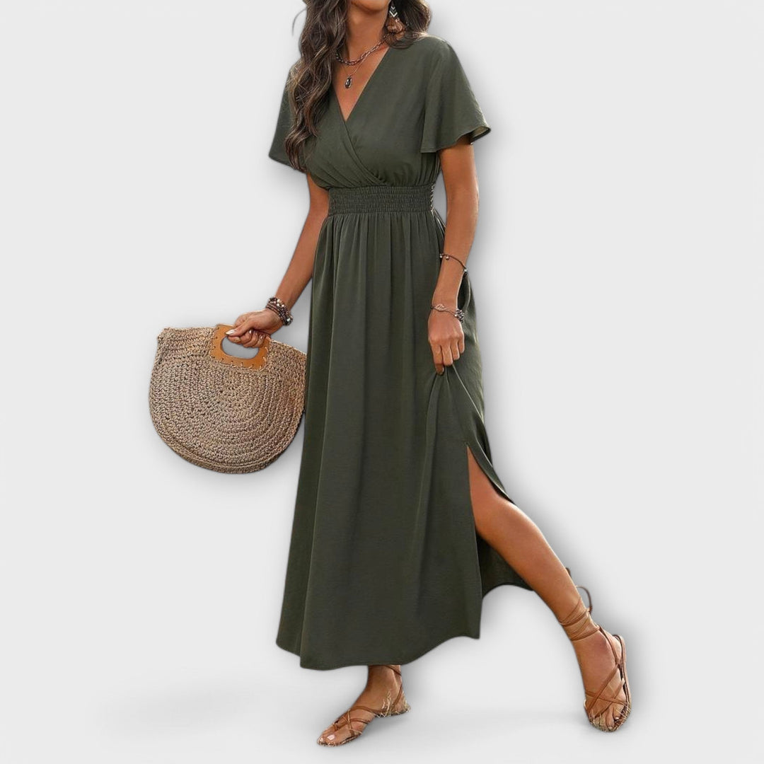 Heath - Tyylikäs boho-mekko V-kaula-aukolla ja pitkillä hihoilla