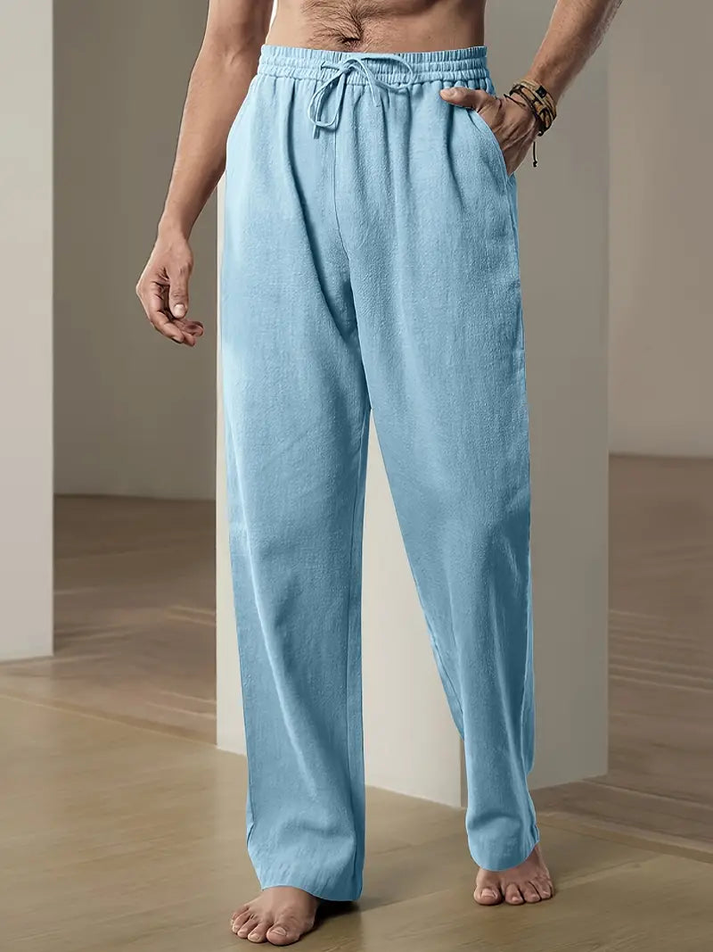 Baggy pellavahousut miehille