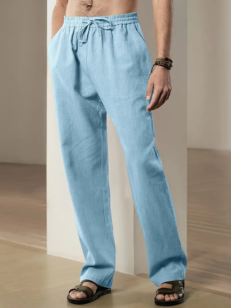 Baggy pellavahousut miehille