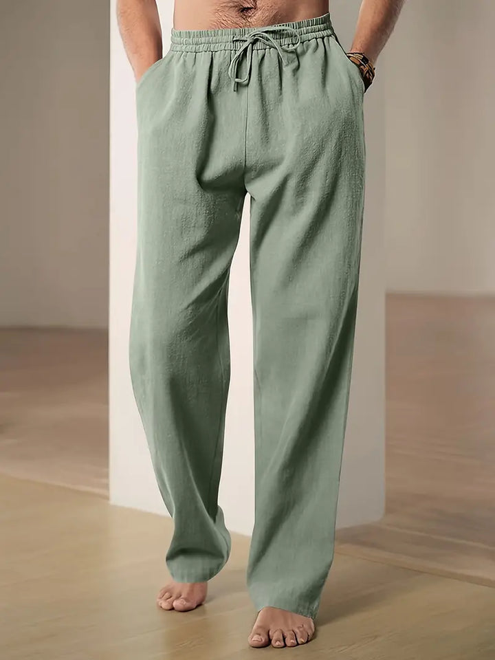 Baggy pellavahousut miehille