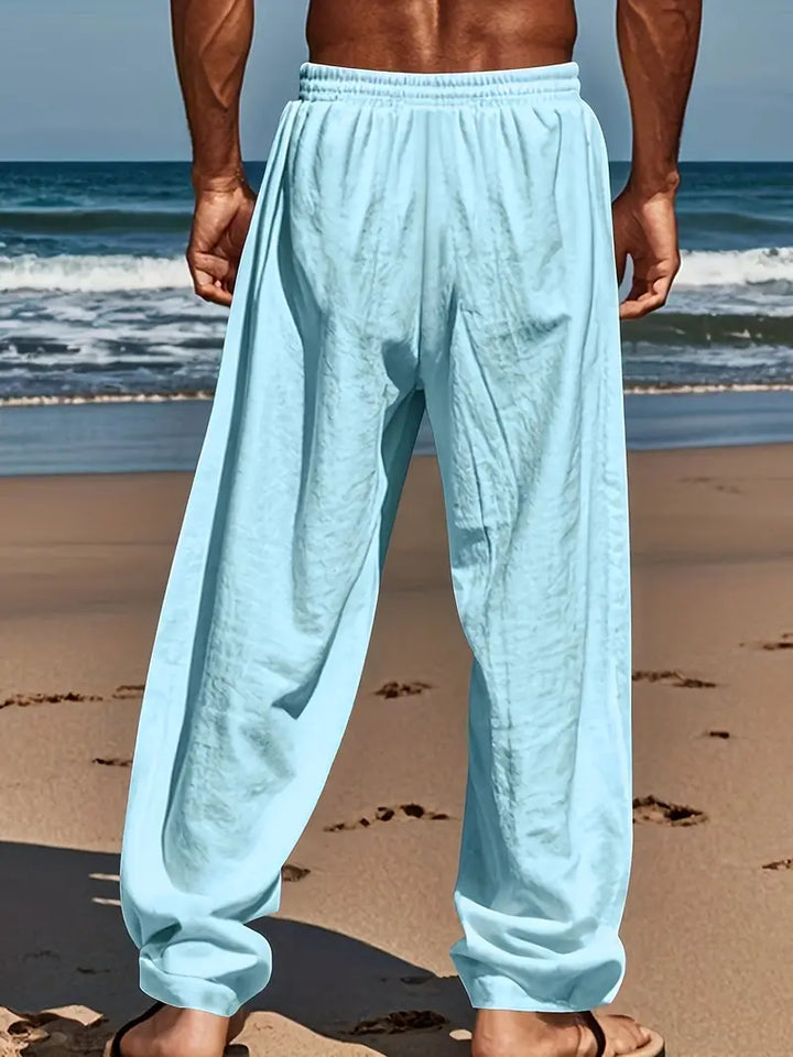 Baggy pellavahousut miehille