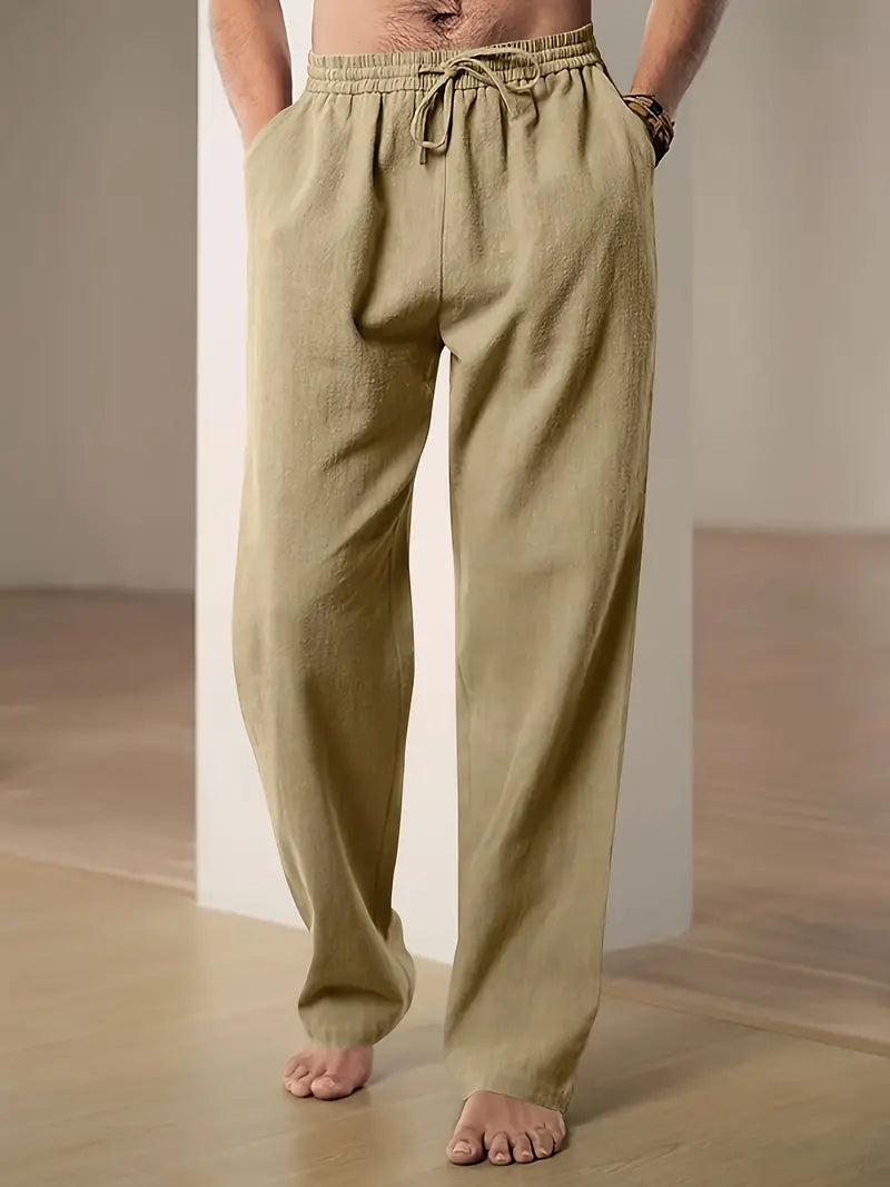 Baggy pellavahousut miehille