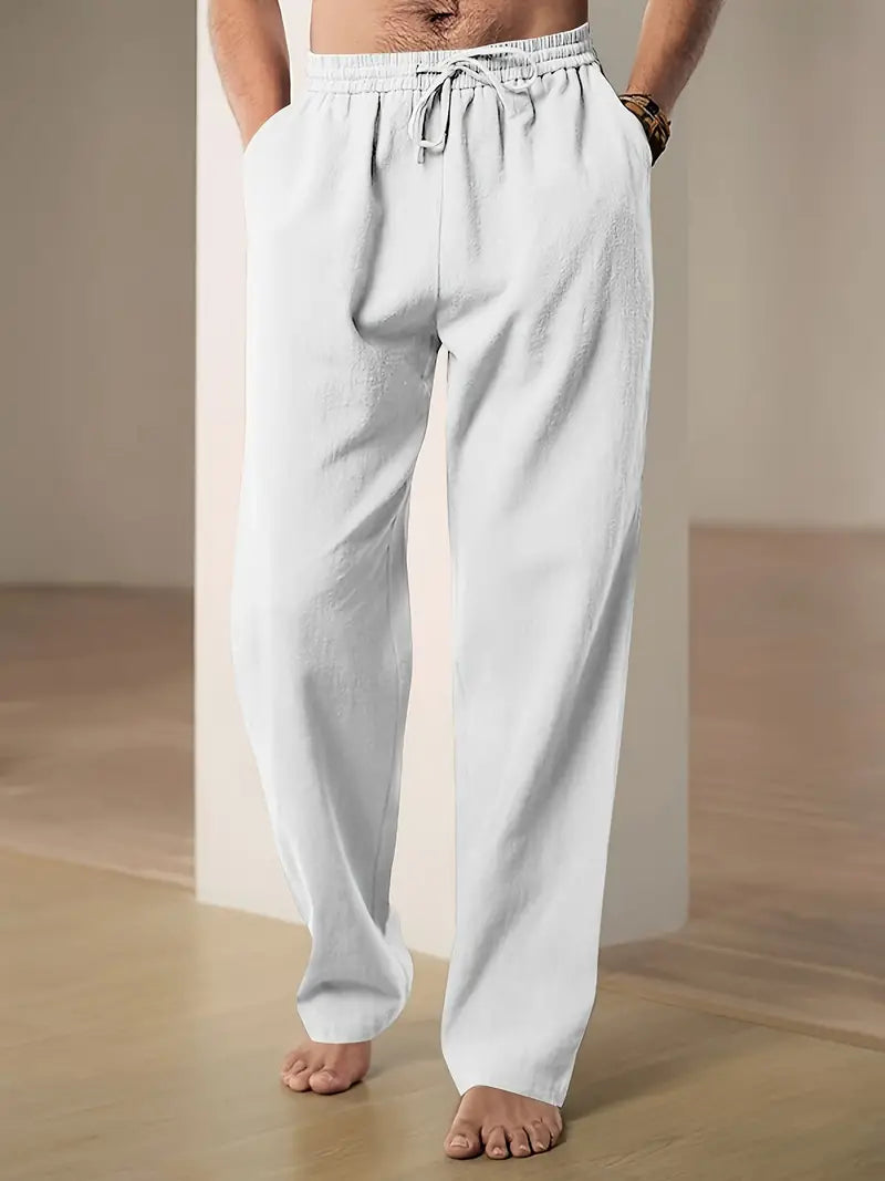 Baggy pellavahousut miehille