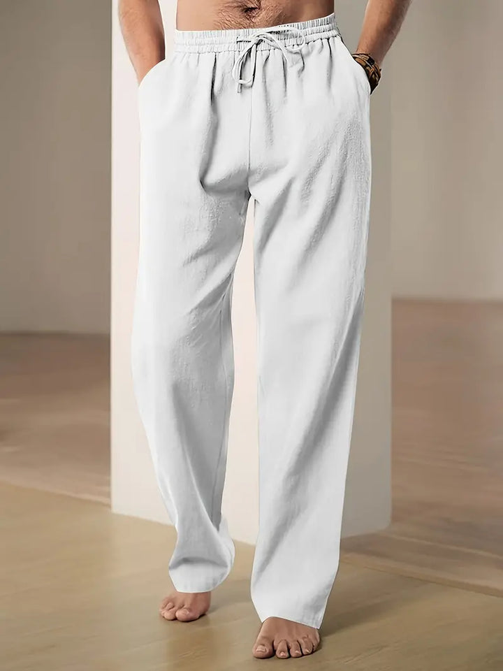 Baggy pellavahousut miehille