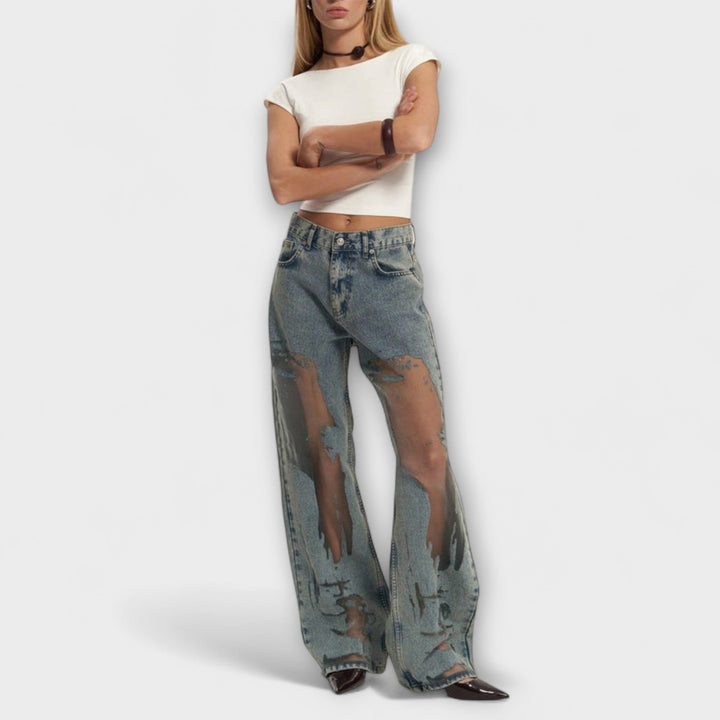 Rayne - Trixie Läpinäkyvät Sininen Denim farkut