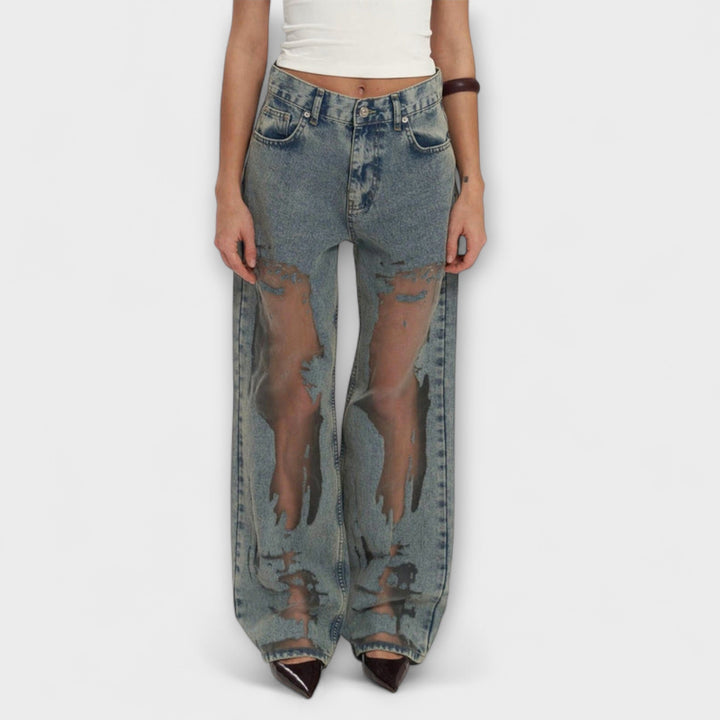 Rayne - Trixie Läpinäkyvät Sininen Denim farkut