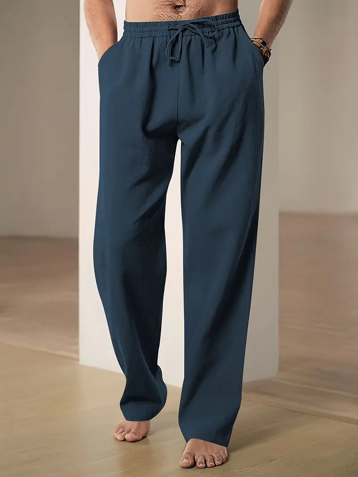 Baggy pellavahousut miehille