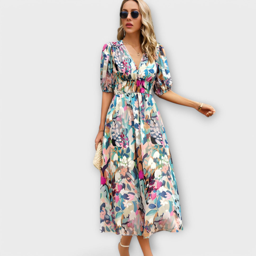 Abstrakti Maxi-mekko pufhihoilla