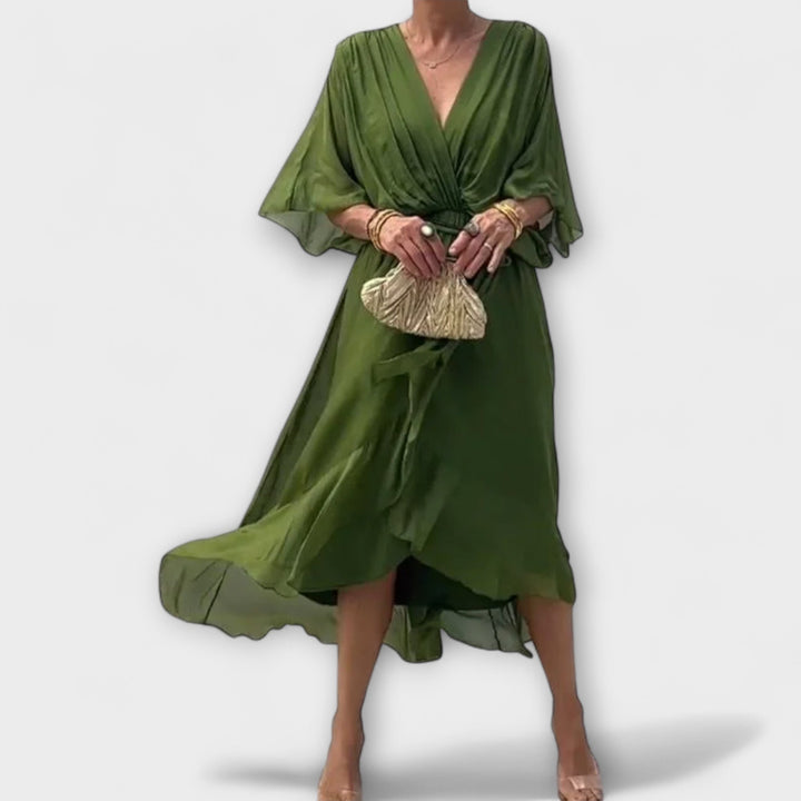 Amoura - V-kaula-chiffon-mekko