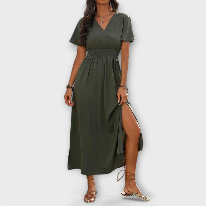 Heath - Tyylikäs boho-mekko V-kaula-aukolla ja pitkillä hihoilla