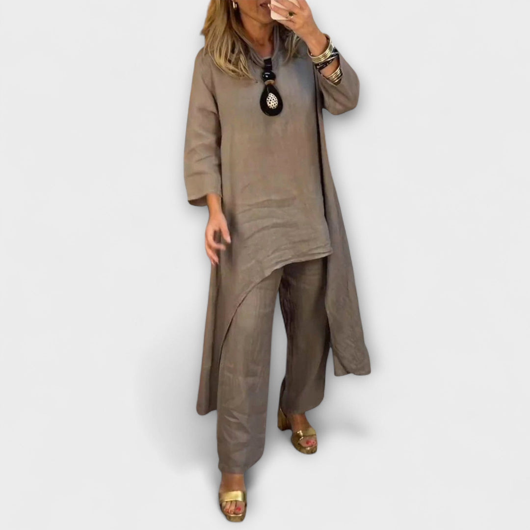 Tabea - Pellavainen puku round neck with cut-out