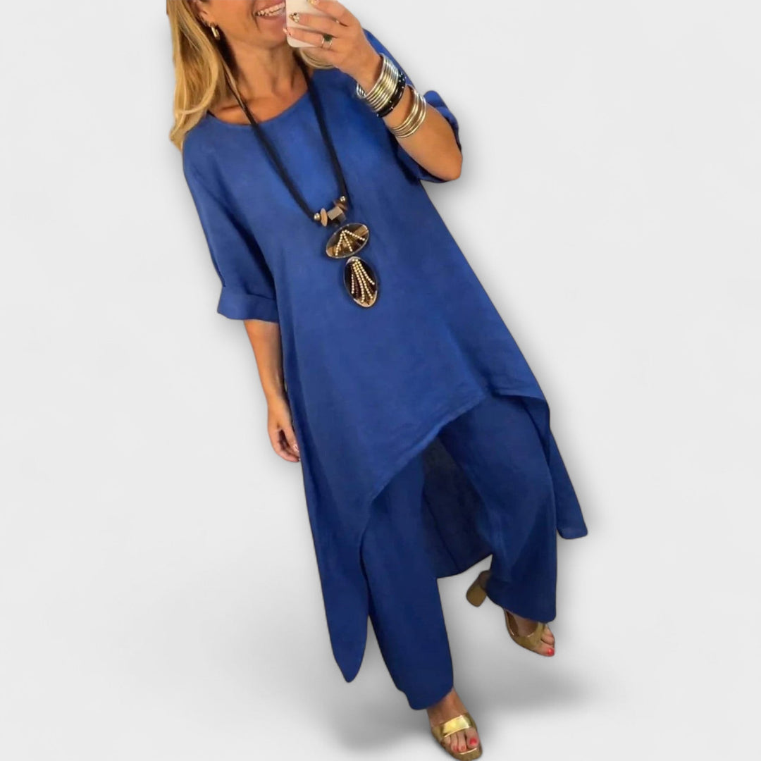 Tabea - Pellavainen puku round neck with cut-out