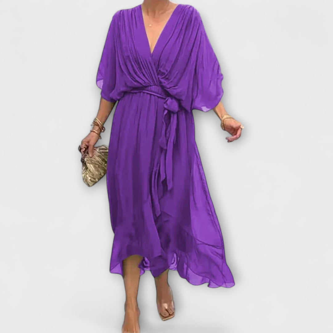 Amoura - V-kaula-chiffon-mekko
