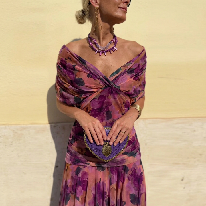 Louise | Tyylikäs juhlamaxi-mekko V-kaula-aukolla
