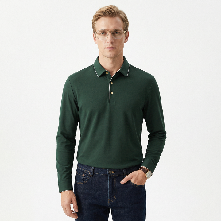 Puuvilla pitkähihaiset miesten polo-paidat